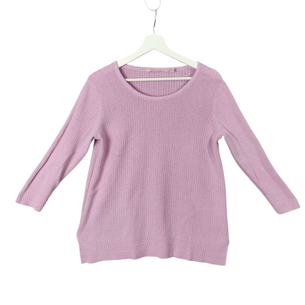 Soft Surroundings Women Coquette Balletcore Coastal Cotton Silk Sweater M Purple
